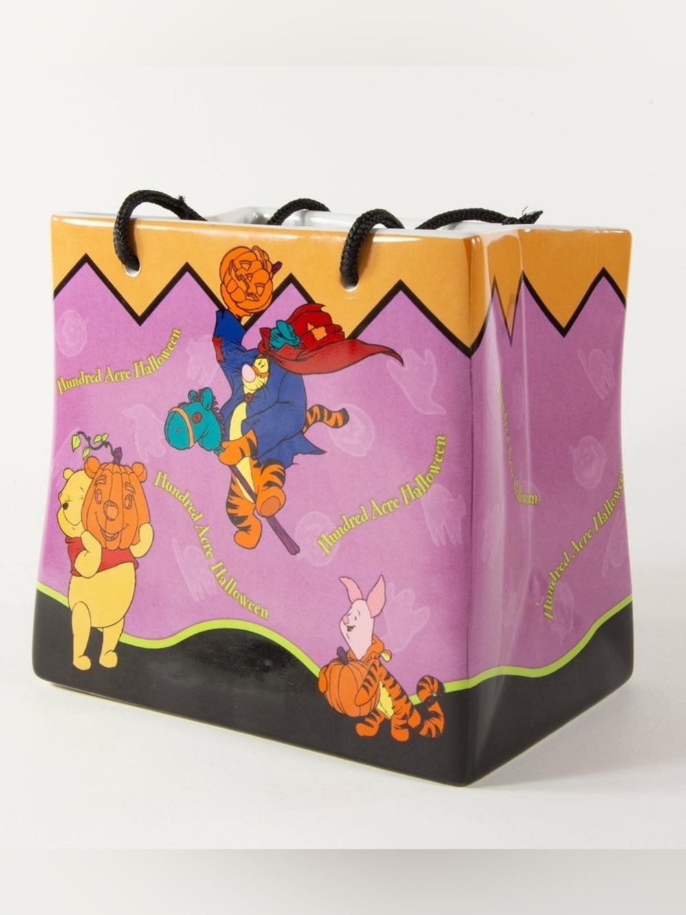 Vintage 2000 Disney "Hundred Acre Halloween" Ceramic Candy Bag Vase/Planter. - Picture 5 of 8